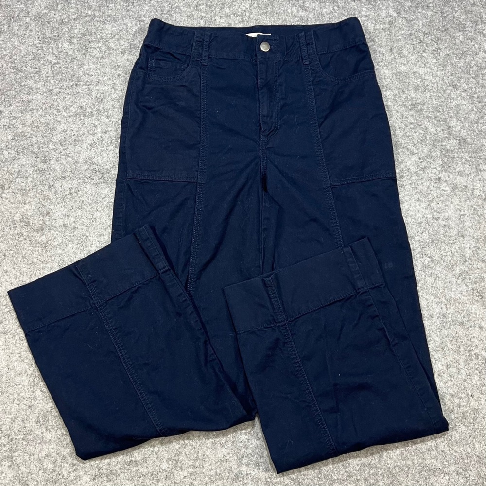 LOFT Navy Blue Wide Leg Cropped Pants Women's Cotton‎ Blend Size 4
